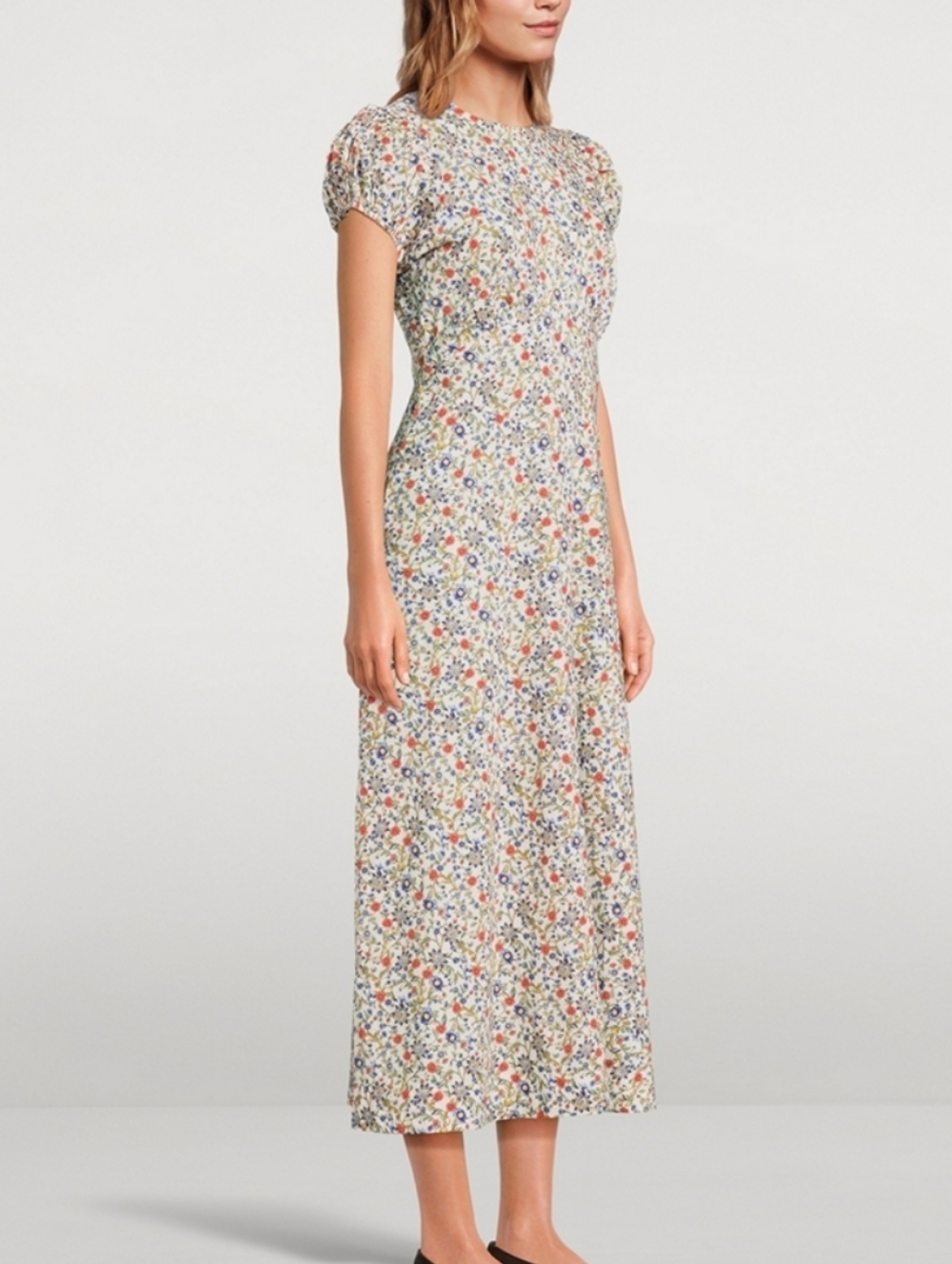 Doen Rhodia Romantic Floral Organic Cotton Midi Dress Size Medium Cottagecore - Picture 6 of 15